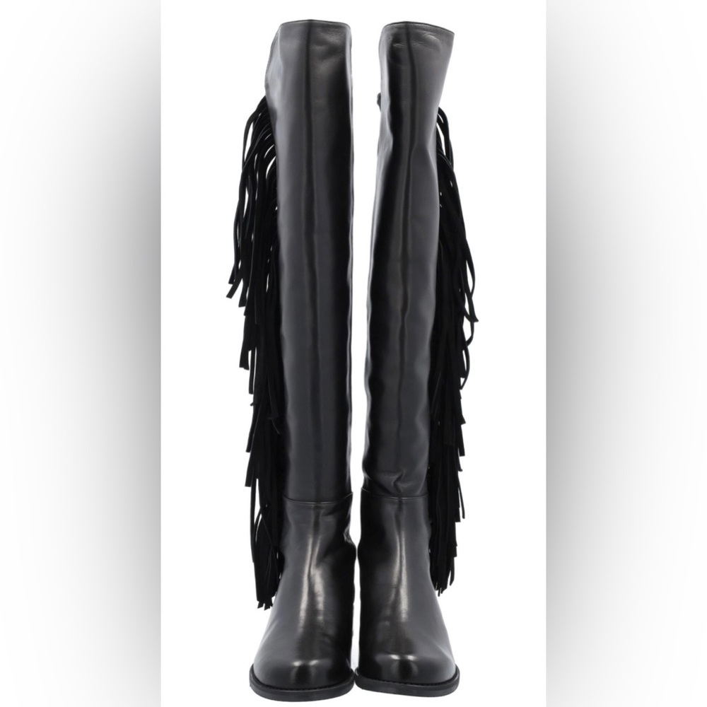 Stuart Weitzman Over The Knee 5050 Leather Fringed Boots